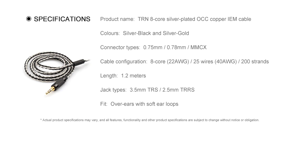 TRN TC Cable 2pin(0.78) - 3.5mm 