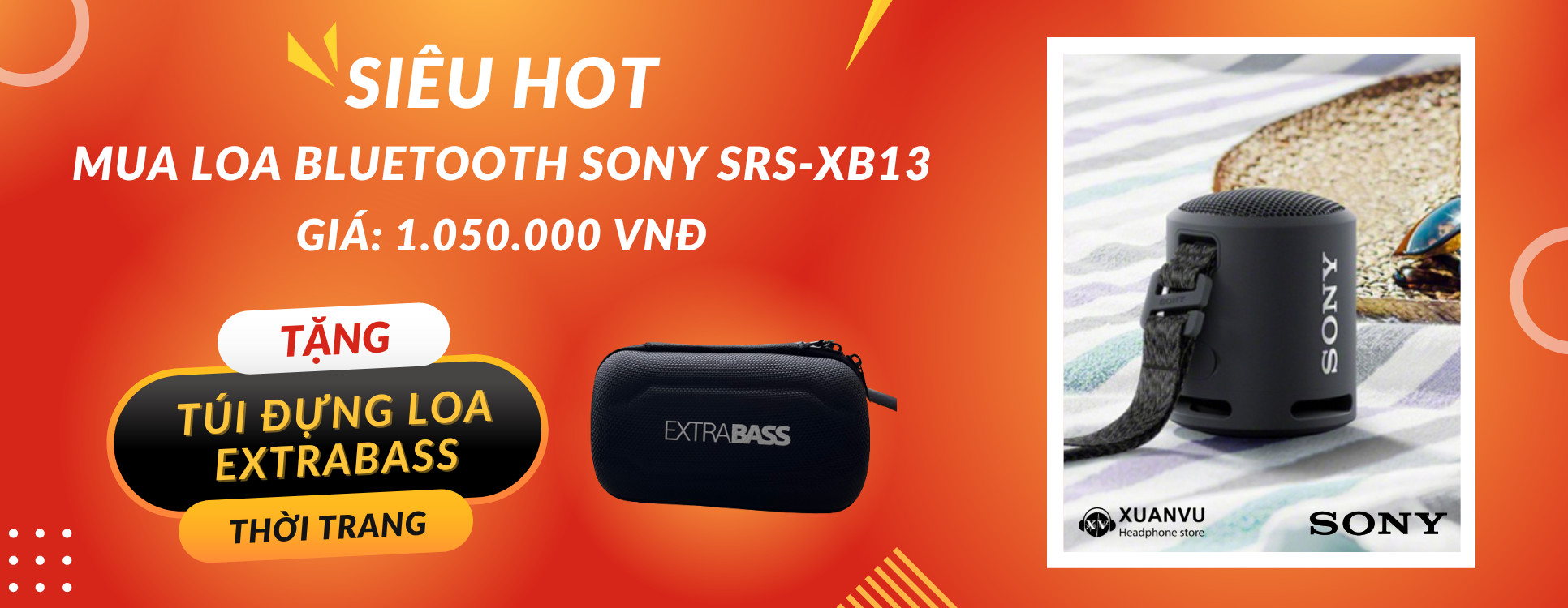Mua loa Sony SRS-XB13, tặng túi Extrabass