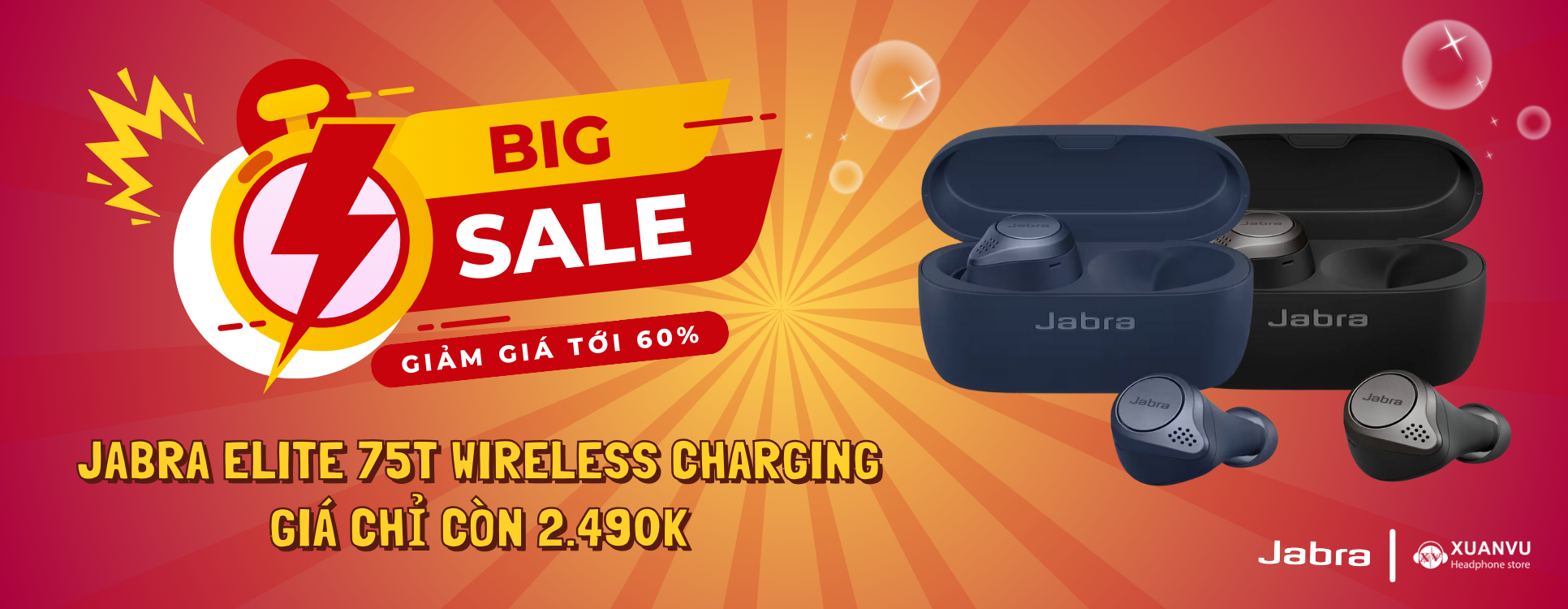 SALE SỐC 60% khi mua Jabra Elite 75t Wireless Charging