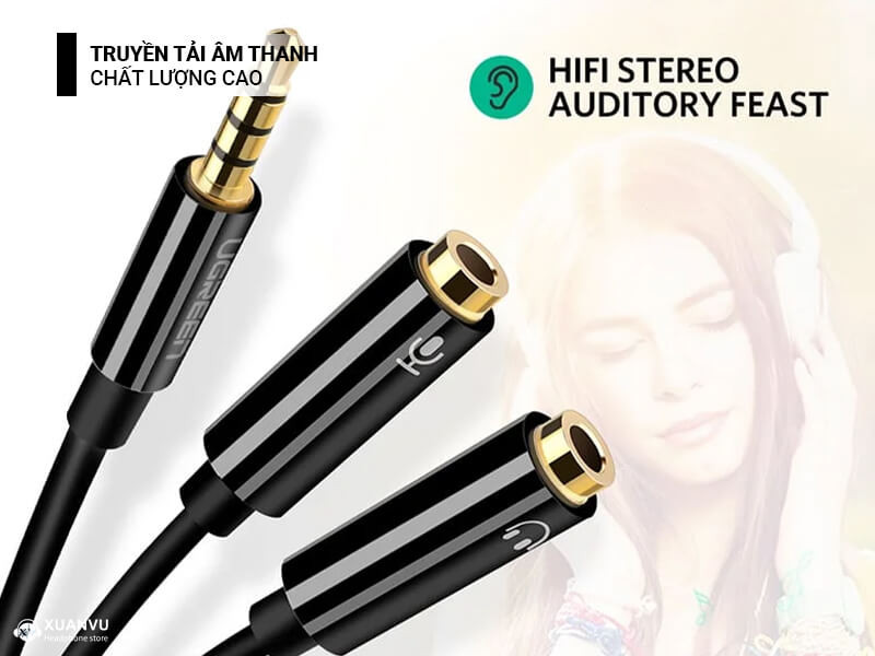 Cáp chia Audio Ugreen 3.5mm ra 2 đầu 3.5mm Loa và Mic 30620 hình 1