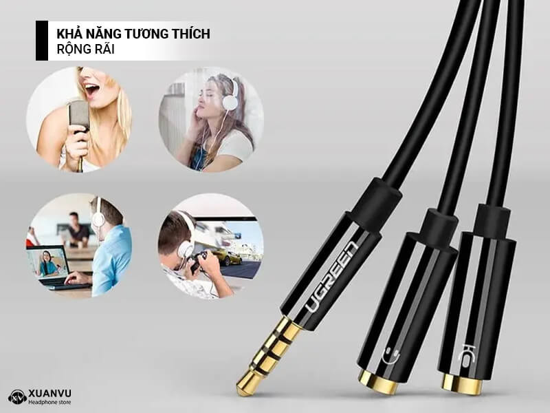 Cáp chia Audio Ugreen 3.5mm ra 2 đầu 3.5mm Loa và Mic 30620 hình 2