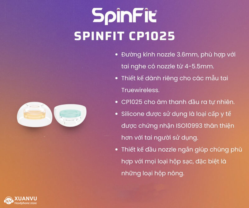 Eartip SpinFit CP1025 đặc điểm chính