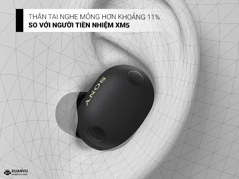 Tai nghe True Wireless Sony WF-1000XM6 thiết kế tai nghe