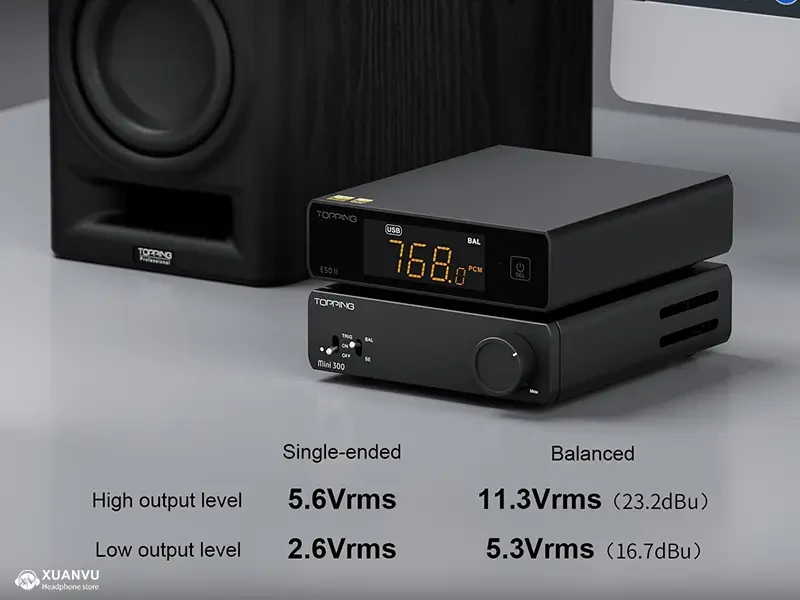 DAC Topping E50 II mức đầu ra