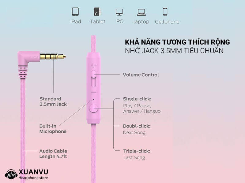Tai nghe iClever IC-HS14 Kids kết nối