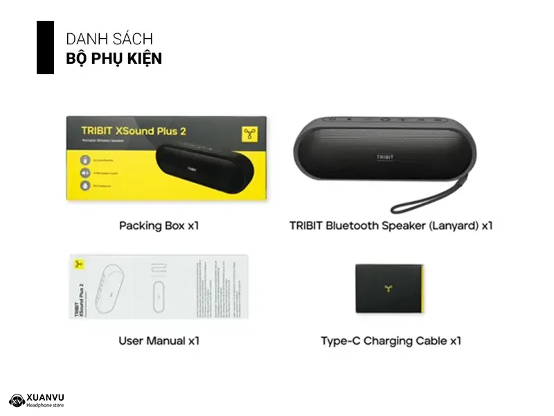 Loa Bluetooth Tribit XSound Plus 2 phụ kiện