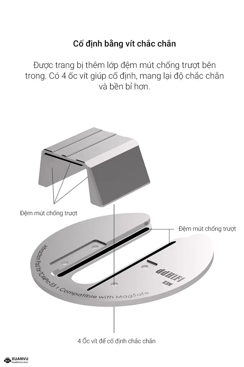 ddHiFi E3M Magnetic Attraction Pad cố định bằng ốc vít