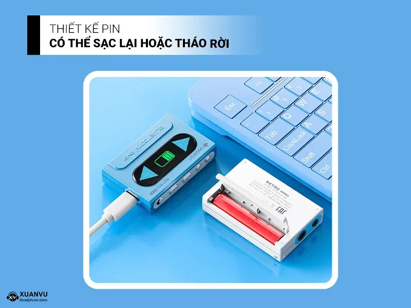 Bluetooth DAC/AMP FiiO Retro Nano thiết kế pin