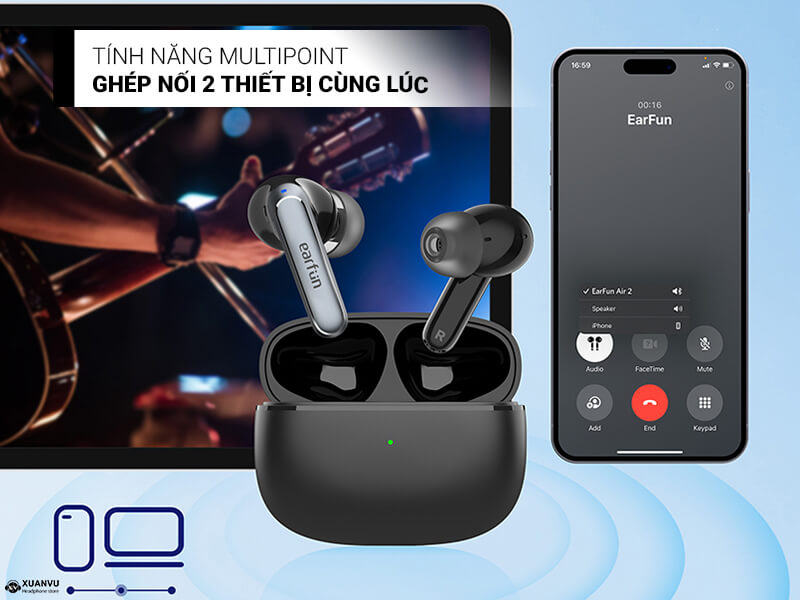 Tai nghe True Wireless EarFun Air 2 kết nối đa điểm