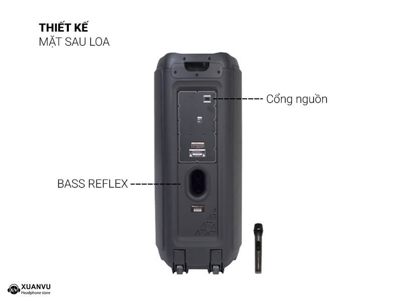 Loa karaoke Boston Acoustics Partybox BA-1202PB thiết kế mặt sau