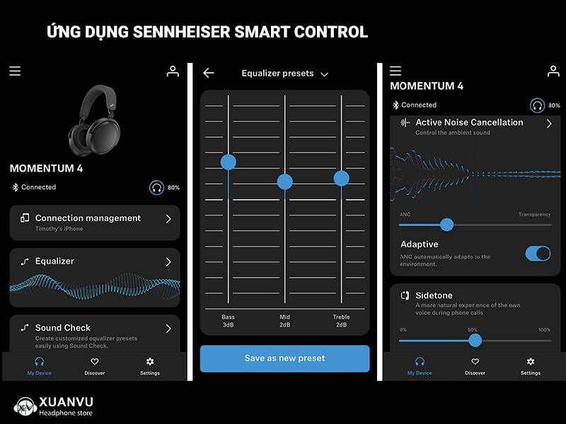 Tai nghe Sennheiser Momentum 4 Wireless ứng dụng