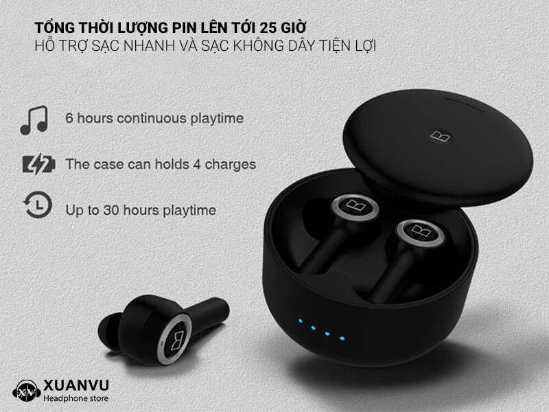 Tai nghe True Wireless Monster Clarity 102 Airlinks tổng thời lượng pin