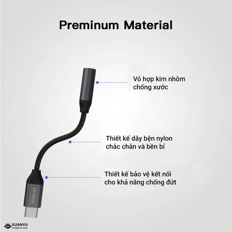 IKKO LOT - USB C to 3.5mm Headphone Jack Adapter cấu tạo