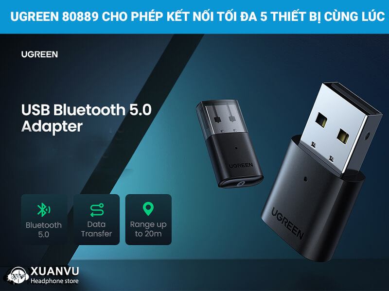 USB Bluetooth 5.0 Ugreen 80889 kết nối 5 thiết bị cùng lúc
