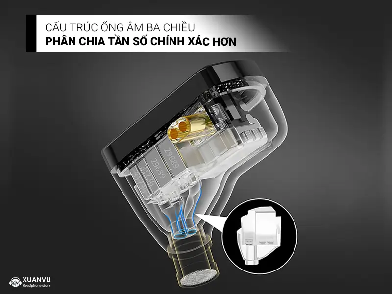 Tai nghe KZ AS16 Pro X có Mic cấu trúc ống âm ba chiều