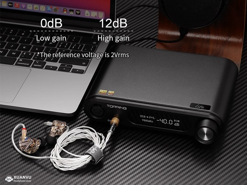 DAC/AMP Topping DX5 Lite mức gain