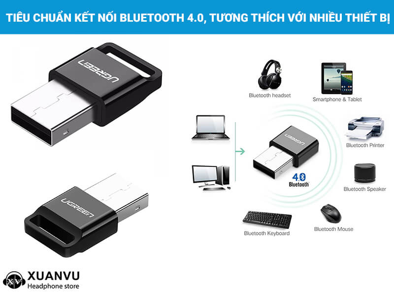 USB Thu Bluetooth 4.0 Ugreen 30524 tương thích nhiều thiết bị