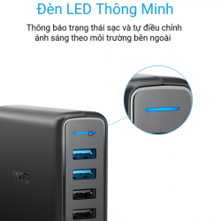  Sạc Anker 5 cổng có 2 cổng Quick Charge 3.0 Model A2054