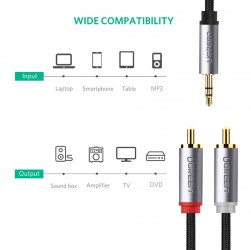 Cáp chuyển 3.5 ra 2 đầu RCA cao cấp 1M Ugreen 40841