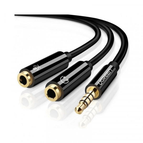Cáp chia Audio Ugreen 3.5mm ra 2 đầu 3.5mm Loa và Mic 30620