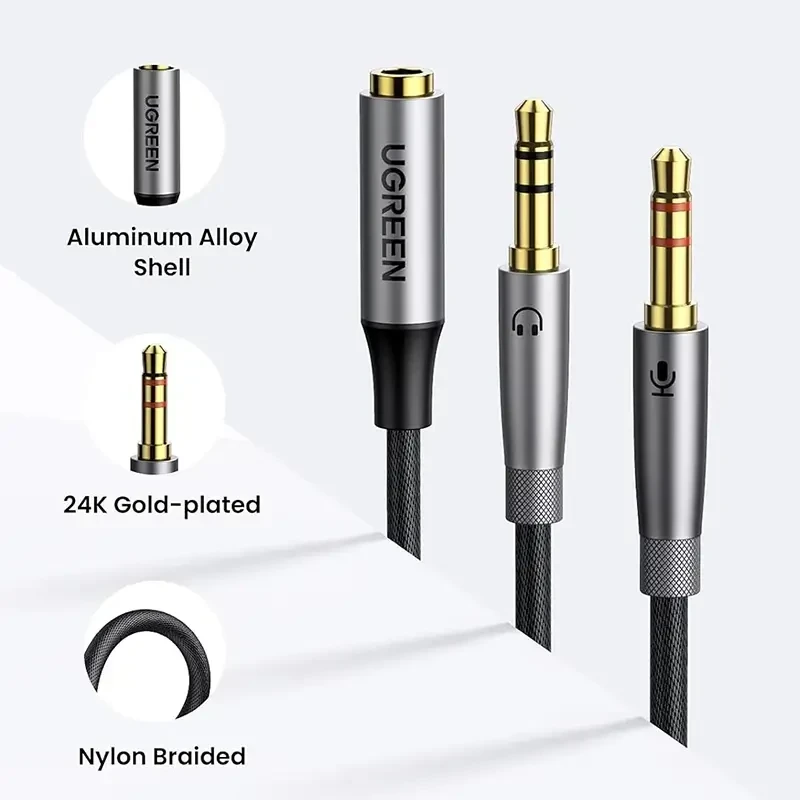 Cáp chữ Y gộp Mic & Loa sang tai nghe có Mic Ugreen 50255 hình 1