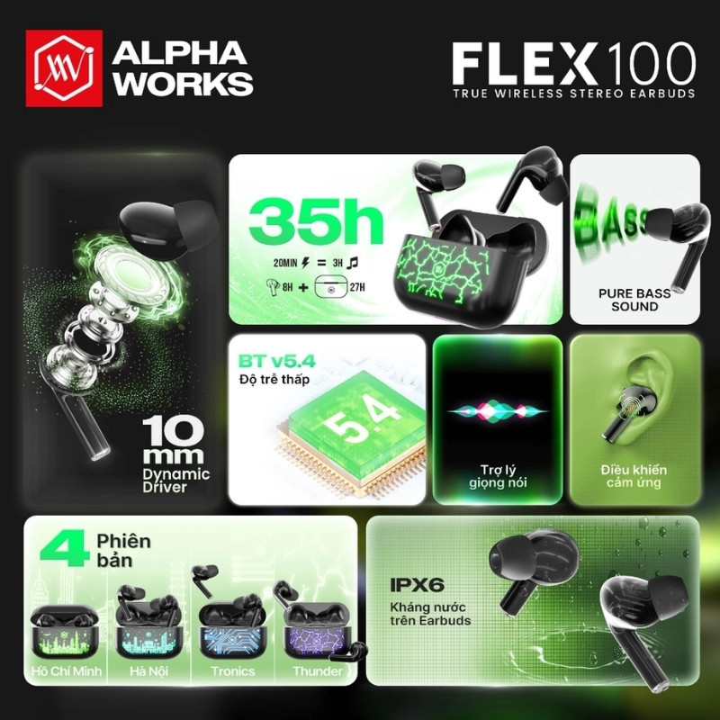Tai nghe True Wireless Alpha Works FLEX 100 - 005